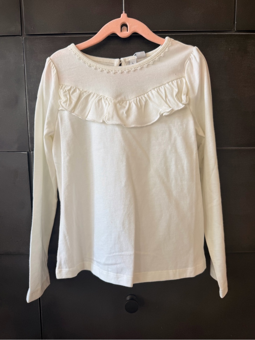 Janie and Jack white a ruffle Knit long sleeve Top